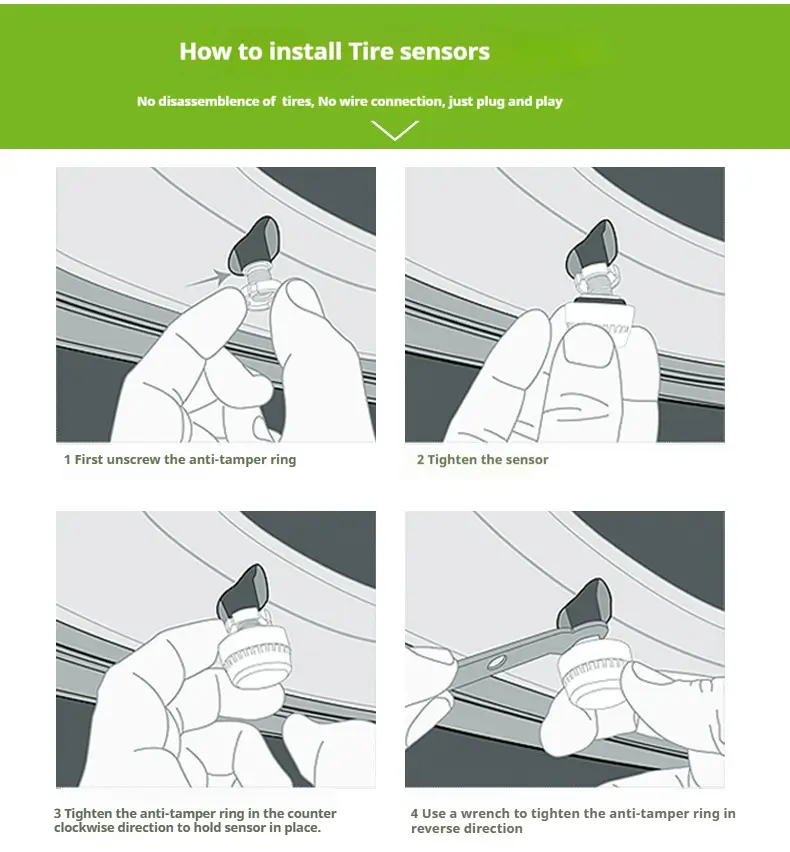 how to install the wireless tire pressure sensors