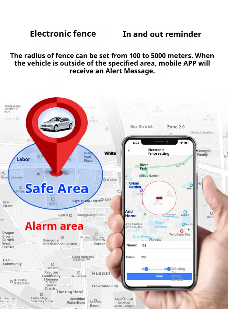 setting the electrnoic fence for fleet GPS tracking device
